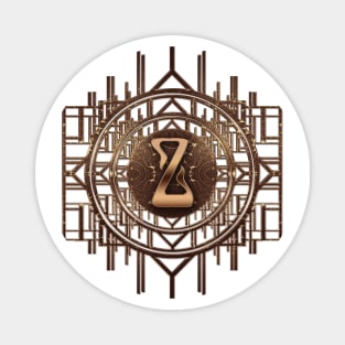 z letter in golden jugendstil art deco design in elegant vintage alphabet monogram style Magnet